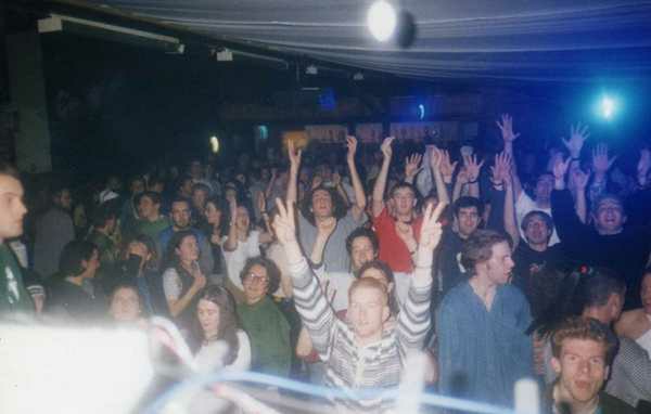Crowd dancing at an Egebamyasi live show